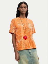 Desigual T-Shirt Genova 26SWTK48 Pomarańczowy Regular Fit. Brązowe t-shirty damskie Desigual, s, bez wzorów, z bawełny, bez kołnierzyka. Za 329.99 zł.