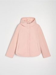 Kurtka z kapturem - różowy. Czerwone kurtki damskie Sinsay, l, bez wzorów, z kapturem. Za 99.99 zł.