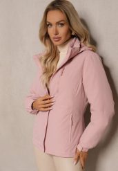Ciemnoróżowa Kurtka z Pikowaną Odpinaną Stroną i Odpinanym Kapturem Doriona. Czerwone kurtki damskie Renee, na jesień, l, bez wzorów, z jeansu. Za 219.99 zł.