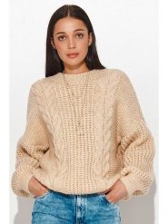 Numinou Sweter w kolorze beżowym rozmiar: onesize. Brązowe swetry klasyczne damskie Numinou, z wełny, bez kołnierzyka. Za 118.56 zł.