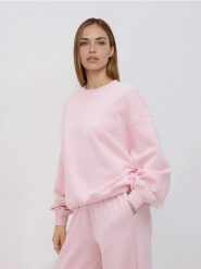 Gładka bluza z bawełną - pastelowy róż. Czerwone bluzy damskie Reserved, l, bez wzorów, z bawełny, bez kaptura. Za 89.99 zł.