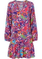 Sukienka tunikowa z lejącej wiskozy. Czerwone sukienki damskie bonprix, bez wzorów, z wiskozy, eleganckie, bez ramiączek. Za 112.99 zł.