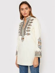Tory Burch Tunika Embroidered 87518 Beżowy Relaxed Fit. Brązowe tuniki damskie Tory Burch, xs, bez wzorów, z bawełny, bez kołnierzyka, bez ramiączek. Za 1,979.00 zł.