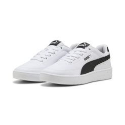 Młodzieżowe sneakersy Court Classic Clean PUMA White Black. Biała obuwie sportowe damskie Puma, bez zapięcia, na jogę i pilates. W wyprzedaży za 129.00 zł.