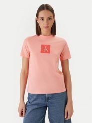 Calvin Klein Jeans T-Shirt LV047F819G Pomarańczowy Classic Fit. Brązowe t-shirty damskie Calvin Klein Jeans, s, bez wzorów, z bawełny, bez kołnierzyka. Za 129.99 zł.