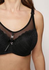 Czarny Biustonosz Full Cup z Koronką i Zawieszką z Cyrkoniami Nomalia. Czarne biustonosze Renee, bez wzorów, z koronki. Za 39.99 zł.