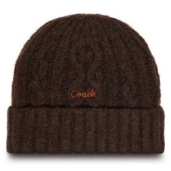 Czapka Coach. Brązowe czapki damskie Coach, na zimę, bez wzorów. Za 259.99 zł.