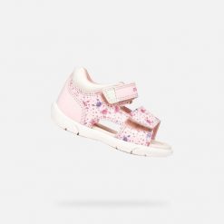 Sandały GEOX B SANDAL ZAPITO Rose. Białe sandały damskie Geox, bez wzorów, z syntetyku, bez obcasa, bez zapięcia. Za 170.99 zł.