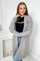 Sweter Kardigan splot warkocz szary. Szare kardigany damskie KESI, l, bez wzorów, z wełny. Za 209.11 zł.