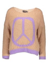 Miss goodlife Sweter w kolorze beżowo-fioletowym rozmiar: XL. Brązowe swetry klasyczne damskie miss goodlife, xl, z wełny, bez kołnierzyka. Za 136.13 zł.