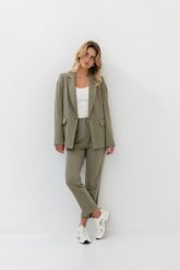 SPODNIE NANCY OLIWKA M - Flawless. Białe spodnie materiałowe damskie Flawless, bez wzorów, z gumy. Za 276.80 zł.