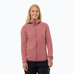 Bluza polarowa damska Jack Wolfskin Kolbenberg Hooded Fz. Czerwone bluzy damskie Jack Wolfskin, xs, bez wzorów, z materiału, bez kaptura. Za 459.99 zł.