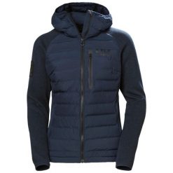 Kurtka izolacyjna dla kobiet Helly Hansen Arctic Ocean Hybrid. Niebieskie kurtki damskie Helly Hansen, bez wzorów, bez kaptura. W wyprzedaży za 682.50 zł.