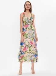 NAF NAF Sukienka Laquarelle XENR44 Beżowy Regular Fit. Brązowe sukienki damskie NAF NAF, bez wzorów, z syntetyku, bez ramiączek. Za 269.99 zł.