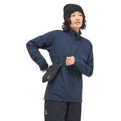 Damska kurtka turystyczna Haglöfs Rosson Mid. Niebieskie kurtki damskie Haglöfs, bez wzorów, bez kaptura. W wyprzedaży za 441.30 zł.