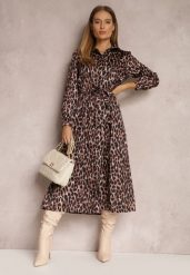 Brązowa Sukienka Forkedchomp. Brązowe sukienki damskie Renee, bez wzorów, z materiału, eleganckie, bez ramiączek. W wyprzedaży za 127.99 zł.