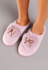 Różowe Płaskie Kapcie Ozdobione Metalową Kokardą Leremira. Czerwone kapcie damskie Born2be. Za 29.99 zł.
