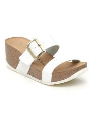 BACKSUN Klapki w kolorze białym na koturnie rozmiar: 37. Białe klapki damskie Backsun, bez wzorów, z materiału, z otwartym noskiem, bez obcasa, na koturnie, bez zapięcia. Za 130.99 zł.