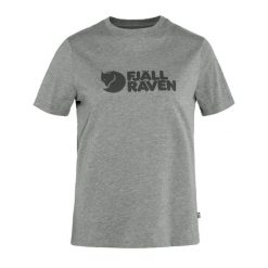 Koszulka trekkingowa damska Fjällräven Logo. Szare bluzki damskie Fjällräven, s, bez wzorów, sportowe, bez kołnierzyka, bez ramiączek. Za 209.99 zł.