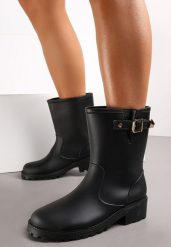 Czarne Kalosze Ozdobione Paskiem i Klamrą Ismini. Czarne kalosze damskie Renee, bez wzorów, z gumy. Za 79.99 zł.