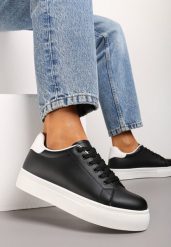Czarne Sneakersy z Cholewką przed Kostkę na Platformie Longana. Czarne obuwie sportowe damskie Renee, na lato, z jeansu, przed kostkę, bez zapięcia. Za 44.99 zł.