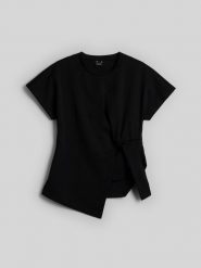 4F T-shirt slim z marszczeniem damski - czarny XL. Czarne t-shirty damskie 4F, m, bez wzorów, z dzianiny, bez kołnierzyka. Za 89.99 zł.