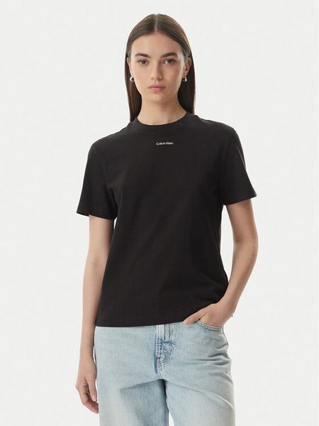 Calvin Klein T-Shirt Classic LV147C857G Czarny Regular Fit. Czarne t-shirty damskie Calvin Klein, xs, bez wzorów, z bawełny, bez kołnierzyka. Za 119.99 zł.