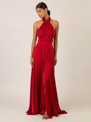 APART Satynowa sukienka w kolorze czerwonym rozmiar: 40. Czerwone sukienki damskie Apart, bez wzorów, z satyny, bez ramiączek. Za 409.45 zł.