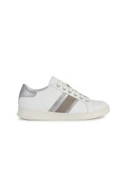 Geox Skórzane sneakersy "Jaysen" w kolorze biało-srebrnym rozmiar: 36. Białe obuwie sportowe damskie Geox, z materiału, bez zapięcia. Za 184.46 zł.