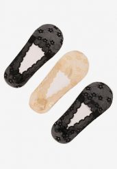 Beżowo-Czarne Koronkowe Skarpety o Kroju Baletek 3-Pack Liliona. Brązowe komplety bielizny Born2be, bez wzorów, z koronki. Za 11.99 zł.