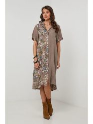 Lin Passion Lniana sukienka w kolorze jasnobrązowym rozmiar: 40/42. Brązowe sukienki damskie Lin Passion, bez wzorów, ze lnu, klasyczne, bez ramiączek. Za 173.99 zł.