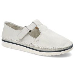 Półbuty damskie Maciejka, ze skóry naturalnej i zapinane na rzep, białe, 02457-11-00-0. Białe półbuty damskie Maciejka, bez wzorów, ze skóry, bez obcasa, bez zapięcia. Za 169.00 zł.