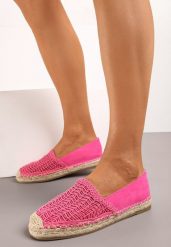 Fuksjowe Wsuwane Espadryle na Płaskiej Podeszwie Ozdobione Plecionką z Juty Loracila. Czerwone espadryle damskie Born2be, bez wzorów, bez obcasa, na płaskiej podeszwie. Za 59.99 zł.