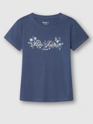 Pepe Jeans Koszulka w kolorze granatowym rozmiar: L. Niebieskie bluzki damskie Pepe Jeans, l, bez wzorów, z bawełny, bez kołnierzyka, bez ramiączek. Za 63.95 zł.