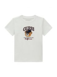 Guess T-Shirt N6YI13 K3801 Biały Regular Fit. Białe t-shirty i koszulki chłopięce Guess, z aplikacjami, z bawełny, bez kołnierzyka, bez ramiączek. Za 74.99 zł.