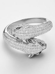 DIAMOND & CO Złoty pierścionek "Duo de Panthères" z diamentami i szamargdami rozmiar: 52. Szare pierścionki damskie Diamond & Co, z diamentem, złote. Za 5,798.99 zł.