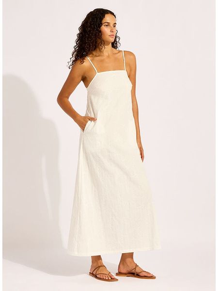Seafolly Sukienka w kolorze białym rozmiar: L. Białe sukienki damskie Seafolly, bez wzorów, z bawełny, bez ramiączek. Za 284.95 zł.
