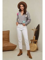 Soft Cashmere Kardigan w kolorze szarym rozmiar: 38/40. Szare kardigany damskie Soft Cashmere, z aplikacjami, z kaszmiru. Za 139.54 zł.