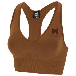 Top sportowy damski Xtreme Sportswear. Brązowe biustonosze sportowe damskie XTREME SOCKSWEAR, bez wzorów, z elastanu. Za 138.99 zł.