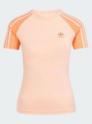 Adidas Koszulka w kolorze pomarańczowym rozmiar: XXS. Pomarańczowe bluzki damskie Adidas, xxs, bez wzorów, z bawełny, bez kołnierzyka, bez ramiączek. Za 66.00 zł.