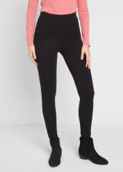 Legginsy bawełniane z szerokim wygodnym paskiem. Czarne legginsy damskie bonprix, bez wzorów, z bawełny. Za 62.99 zł.