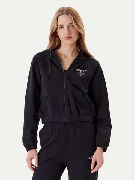 Guess Bluza V5RQ20 KC3D2 Czarny Regular Fit. Czarne bluzy damskie Guess, xxs, z aplikacjami, z bawełny, bez kaptura. Za 259.99 zł.