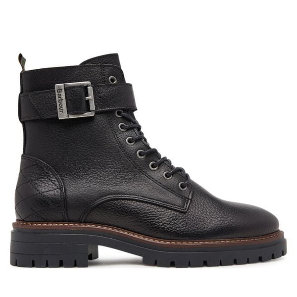 Trzewiki Barbour. Czarne botki damskie Barbour, bez obcasa, na płaskiej podeszwie, bez zapięcia. Za 619.99 zł.