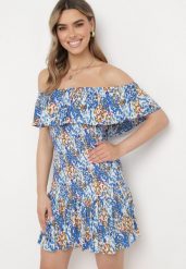Niebieska Sukienka Hiszpanka Mini z Elastycznej Wiskozy Zamra. Niebieskie sukienki damskie Born2be, bez wzorów, z wiskozy, bez ramiączek. Za 89.99 zł.