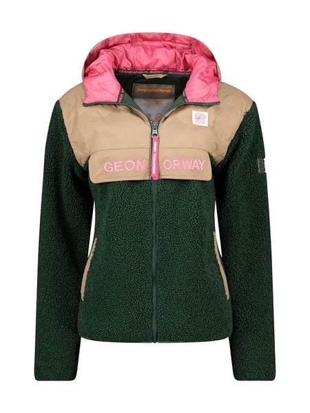 Geographical Norway Kurtka polarowa "Techic" w kolorze ciemnozielonym rozmiar: L. Zielone kurtki damskie Geographical Norway, l, bez wzorów, z polaru, bez kaptura. Za 157.35 zł.