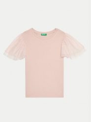 United Colors Of Benetton T-Shirt 3Q8DC10LW Różowy Regular Fit. Czerwone koszulki i t-shirty dziewczęce United Colors Of Benetton, bez wzorów, z bawełny, bez kołnierzyka, bez ramiączek. Za 69.99 zł.