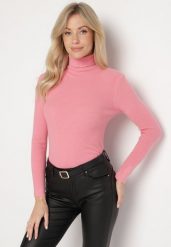 Różowy Golf czny Golf z Wełną Melinaris. Czerwone golfy damskie Born2be, bez wzorów, z wełny, bez ramiączek. Za 54.99 zł.