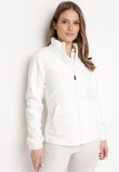 Biała Bluza z Polarem i Kołnierzem oraz Suwakiem Oxerda. Białe bluzy damskie Born2be, l, bez wzorów, z polaru, bez kaptura. Za 84.99 zł.