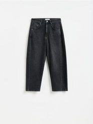 Jeansy barrel leg - czarny. Czarne jeansy damskie Reserved. Za 139.99 zł.