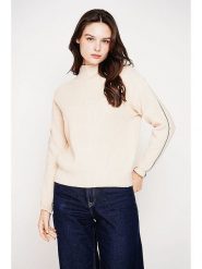 C& Jo Sweter w kolorze kremowym rozmiar: 42. Brązowe swetry klasyczne damskie C& Jo, ze splotem, bez kołnierzyka. Za 109.26 zł.